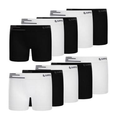 Imagem de Kit 10 Cueca Boxer Infantil Box Microfibra Sem Costura Lupo, Preta e b