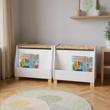 Imagem de 2 Baús Organizadores Leiturinha Tamanho G Kit Livro Educativo - Eita C