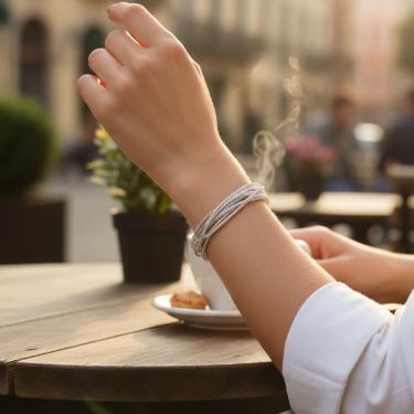 Imagem de Pulseira Amaré Pipoquinha em Prata 925 Acabamento Clássico Moderno Prata Feminino