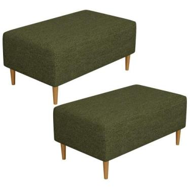 Imagem de Kit 02 Puffs Decorativos Sala de Estar Cléo W01 Pés Palito 90 cm Linho