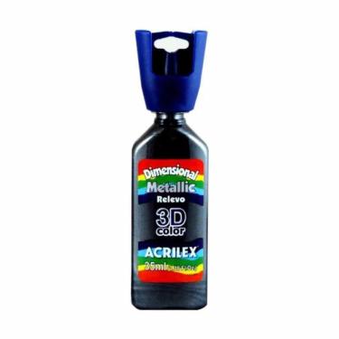 Imagem de Tinta Relevo Dimensional Metallic para Tecidos e Artesanato 35ML Preto Unidade Acrilex