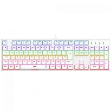 Imagem de Teclado Mecânico Gamer T-Dagger Rebel, Rainbow, Switch Brown, Full Size, ABNT2, Branco - Branco - U-Unissex