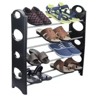 Imagem de Sapateira Ampliável 12 Pares Estante Desmontável 4 Prateleiras para Organização de Calç...