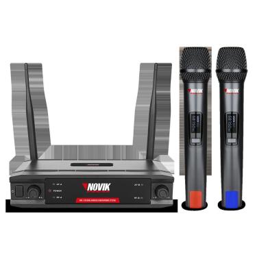 Imagem de Microfone UHF UNK-330 Dupla Frequência Fixa com Transmissão Digital e Alcance Até 70 Metros Novik