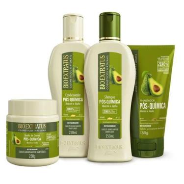 Imagem de Kit Bio Extratus Pós Quimica shampoo 250ml + condicionador 250ml + Fin