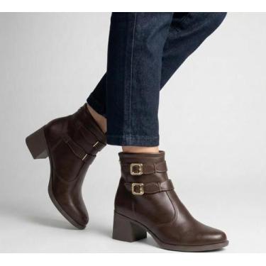 Imagem de Bota Feminina Mississipi Salto Medio Bloco J0341 Cano Curto, 36, Cafe