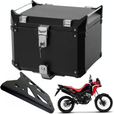 Imagem de Baú de Alumínio Preto 43 L + Bagageiro Honda Sahara300 Bráz - Bráz Ace