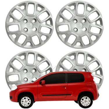 Imagem de Jogo Calota Aro 14 Fiat Uno Attractive 2014 Cubo Baixo Prata 157CB-PTA