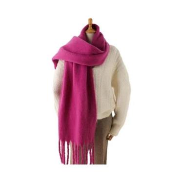Imagem de Cachecol Feminino De Inverno Quente E Grosso, Pashmina De Cor Sólida C