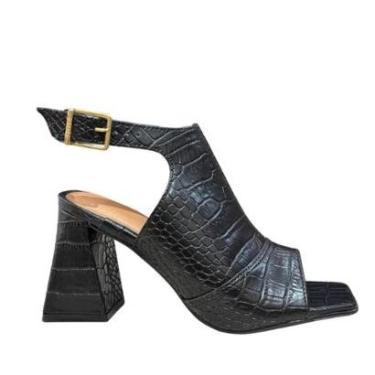 Imagem de Sandália Ankle Boot Vizzano Salto Bloco Fechada Fivela Pret Tamanho:37;Cor:;Gênero:Feminino-Feminino