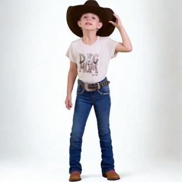 Imagem de Calça Jeans Roupa Country Feminina Infantil Texana Bill Way, Azul, 6