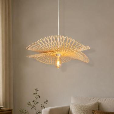 Imagem de Pendente Fibra Natural Em Bambu Palha Nat64 + Led - Acende a Luz