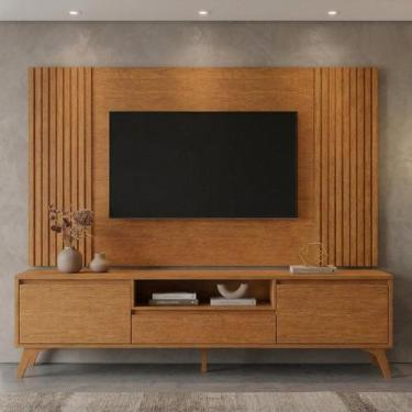 Imagem de Rack com Painel para Tv até 65 Polegadas 237cm X 201cm Ripado 100% Mdf