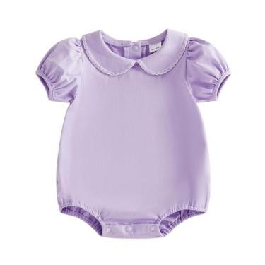 Imagem de Macacão Lamuusaa Newborn Baby Summer de manga curta roxo 6-12M