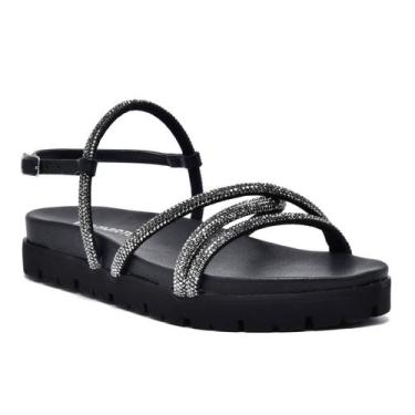 Imagem de Sandália Papete Via Marte Sandália Feminina Brilho Strass NF, Preto, 3