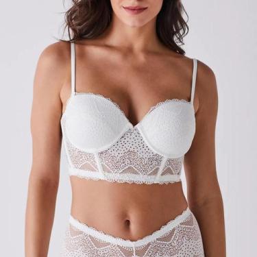 Imagem de Sutiã Lift Corset C/ Bojo e Aro de Renda Lovely Liz 51553, 46B, Branco