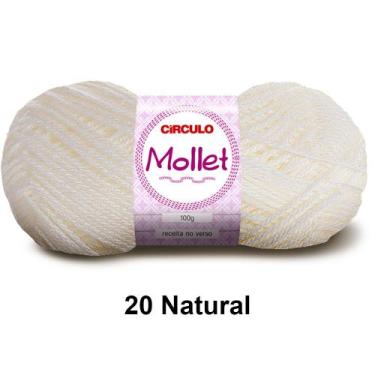 Imagem de Lã Fio Mollet Círculo 100g 200m Novelo - Tricô e Crochê 1/2, 20 - Natu