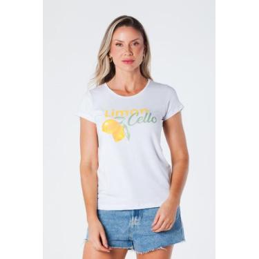 Imagem de T-Shirt Baby Look Estampa Limoncello Viscolycra Branca - Oria, G