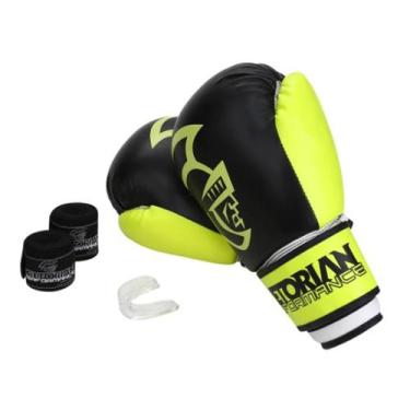 Imagem de Kit Boxe Luva Pretorian Performance 16OZ Bucal E Bandagem, Amarelo flu