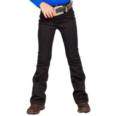 Imagem de Calça Jeans Infantil Menina Preta Strass Bill Way Lançamento, Preto, 0