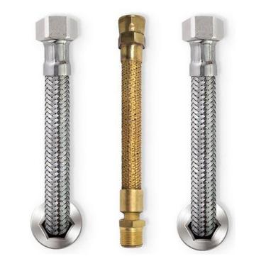 Imagem de Kit de Tubos Flexíveis Para Aquecedor a Gás M3/4 X F3/4 40CM Komeco