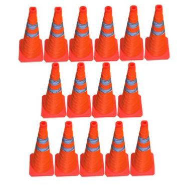 Imagem de Cone Portatil Obra Kit 15 Uni Retratil Sinalizador Flexivel Baliza Rod