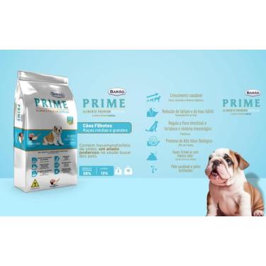 Imagem de Ração Barão Prime Cães Filhotes Raças Médias e Grandes, 15kg, Frango e