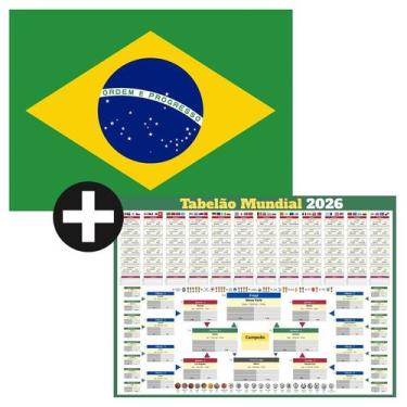 Imagem de Kit - Tabela da Copa do Mundo 2026 + Pôster Bandeira do Brasil - Poste
