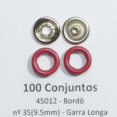 Imagem de Botões de Pressão Nº 35 Tic-Tac Colorido Latão Variados Bordô 9,5mm 50