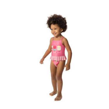Imagem de Maio Infantil Menina Com Proteção UVA e UVB Rosa Babados - MALWEE KIDS