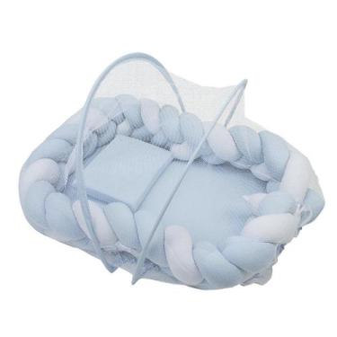 Imagem de Ninho Baby Joy com Trança Azul e Branco - Conforto e Segurança para Be