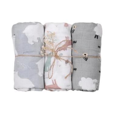 Imagem de Cobertores De Muslin De Algodão De Bambu Para Recém-Nascidos 3PCS Cobe