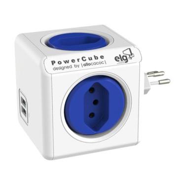 Imagem de Powercube Pwc-r4u Elg Azul 4 Tomadas + 2 Usb