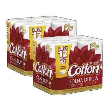 Imagem de 2 PAPEL HIGIENICO COTTON DELUXE ULTRA FOLHA DUPLA NEUTRO 30 Metros PAC