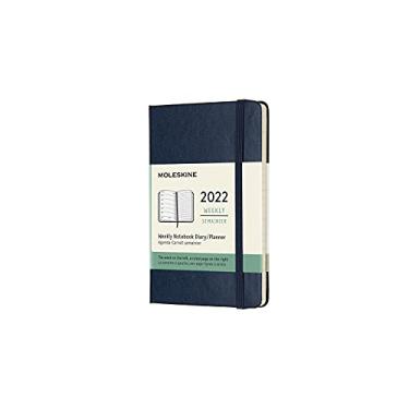 Imagem de Moleskine Weekplanner 2022, 12 maanden weekkalender, weekplanner en notitieboek, vaste omslag, formaat Pocket 9 x 14 cm, kleur saffier, 144 pagina's,Blauw