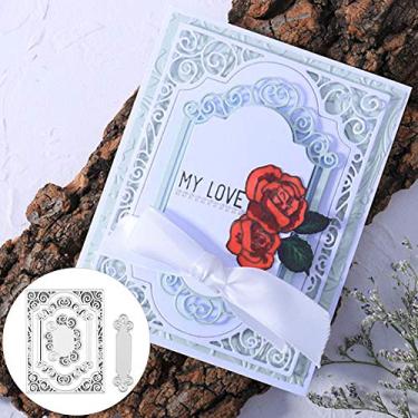 Imagem de Corte de matrizes, 2 peças de molde de corte de moldura de fundo faça você mesmo, scrapbook, cartões de papel, molde de estêncil - prata