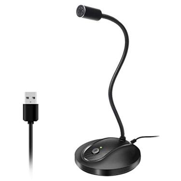 Imagem de JOUNIVO Microfone USB, design de pescoço de ganso ajustável de 360 graus, botão mudo e indicador LED, tecnologia de cancelamento de ruído, Plug & Play, compatível com Windows e MacOS