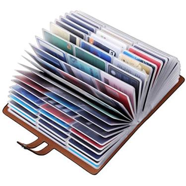 Imagem de Grande porta-cartões de visita, porta-cartões de crédito RFID e organizador de cartões de visita, estojo de couro para cartão com 96 compartimentos para cartão para evitar perda ou danos de cartões de crédito e cartões de visita (preto)