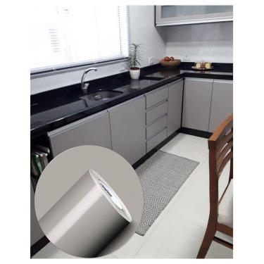 Imagem de Adesivo Cinza Claro para envelopar Armario Cozinha 50cm X 2m