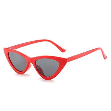 Imagem de Fashion Sunglasses Woman Designer Vintage Retro Triangular Cat Eye Glasses Oculos De Sol Transparent Ocean UV400,red gray,China