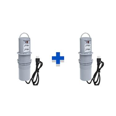 Imagem de Kit 2 Torres De Tomada Manual Alça 2Tom 10A 2USB 3.5 TipoC COR:CINZA