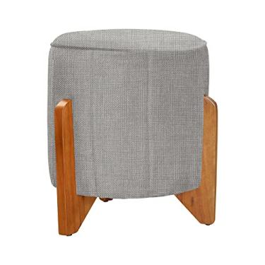 Imagem de Puff Jade Decorativa Pés em Madeira Linho Cores - DS Estofados