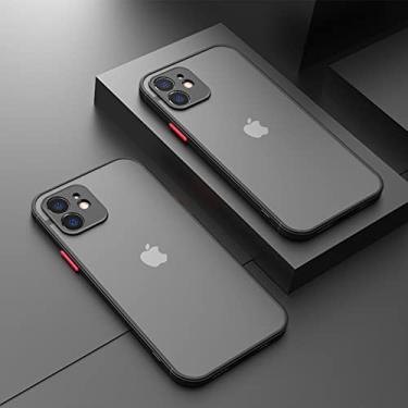 Imagem de Capa fosca para iphone 13 12 11 pro max xr xs x 10 7 8 plus se capa de armadura de silicone pára-choques de plástico rígido, preto, para iphone xs