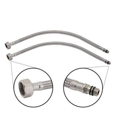 Imagem de Engate Rabicho Monocomando Misturador Par Grande  80cm Flexível Mangueira Comprido Torneira Água Quente Fria Par Banheiro Cozinha