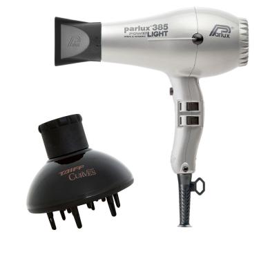 Imagem de Kit - Secador Profissional Parlux 385 Power Light Prata 2100W 127V + Difusor De Ar Curves Taiff