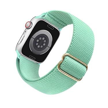 Imagem de Pulseira de relógio Arae esportiva para Apple Watch séries 9, 8, 7, 6, 5, 4, SE, 3, 2, 1, Ultra 1 e 2 de 49 mm, 45 mm, 44 e 42 mm, elástica, confortável e ajustável, para mulheres e homens – turquesa
