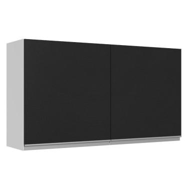 Imagem de Armário Aéreo 100% MDF 120 cm 2 Portas Branco/Preto Acordes Madesa