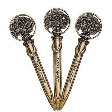 Imagem de 3 peças, abridor de cartas, folhas vintage, ferramenta aberta, envelope de metal, prateado, cortador de papel para casa e escritório, cortador de envelope