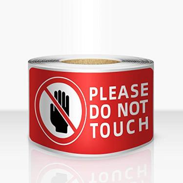 Imagem de 200 peças, fita adesiva não toque 7,6 cm × 15,2 cm Please Don't Touch Sign Adesivo de vinil à prova d'água removível de grau comercial