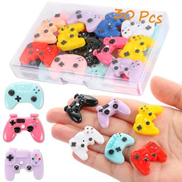 Imagem de CCOZN 30 peças de pingentes de controle de videogame para geleca, pingentes de resina de fundo plano para videogame lembrancinhas de festa mini controles de jogos enfeites para artesanato, telefone scrapbooking decoração